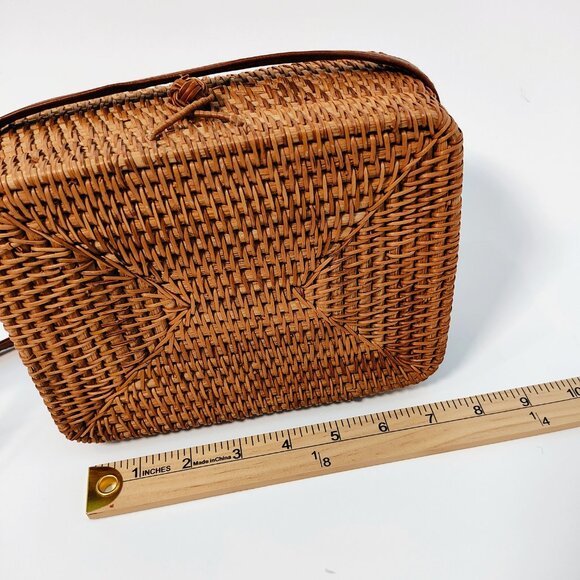 Zara Women's Rattan Wicker Square Crossbody Purse‎ NWOT - Picture 3 of 13